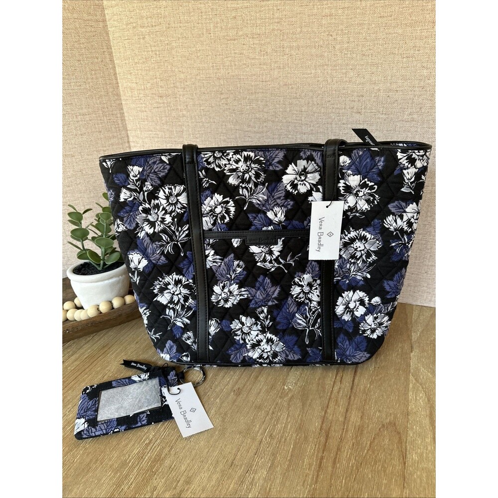 NWT Vera Bradley Trimmed Sm Tote & Zip ID Case Set Frosted Floral Retired